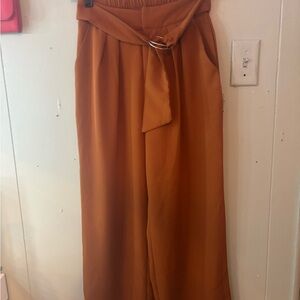 Grace Karin Rust Wide Leg Belted Pants